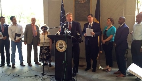 GPCC Manager of Government Affairs Brandon Mendoza joined Allegheny County Executive Rich Fitzgerald, Pittsburgh Mayor William Peduto and others at a press briefing announcing a report on the economic impact immigration has on the Pittsburgh region.  
