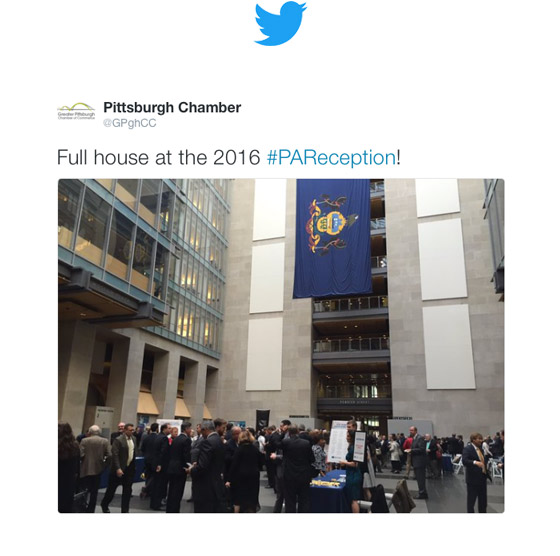 Greater Pittsburgh Chamber of Commerce Tweets on PA Reception