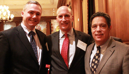 GPCC President Matt Smith, Allegheny Conference CEO Dennis Yablonsky and PA Senate Democratic Leader Jay Costa at the GPCC's 2016 December Public Officials Reception in Pittsburgh.
